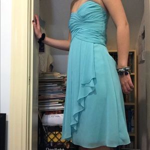 Short crinkle chiffon dress front cascade